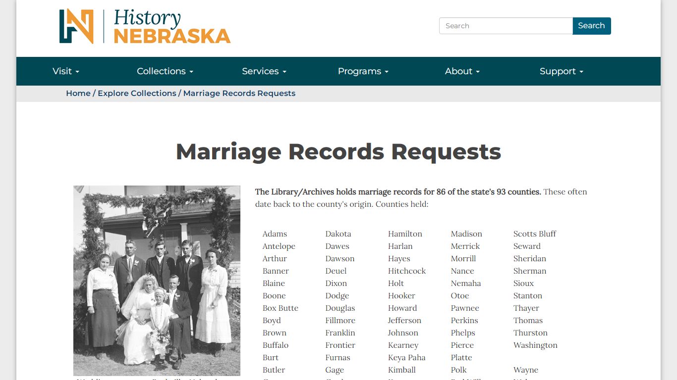 Marriage Records Requests | History Nebraska