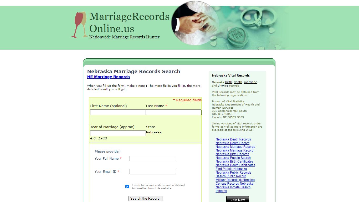 Nebraska Marriage Records Search, Nebraska State Marriage ...