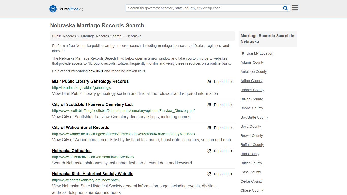 Marriage Records Search - Nebraska (Marriage Licenses ...